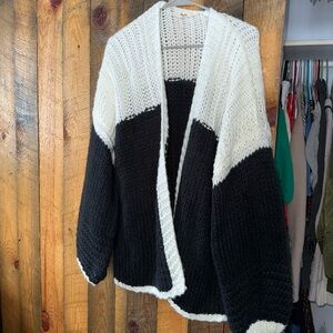 Elegant Black and White Women's Cardigan